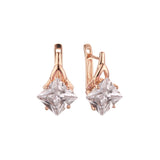Aretes en Oro 14K, Oro Blanco, Baño en Oro Rosa colores