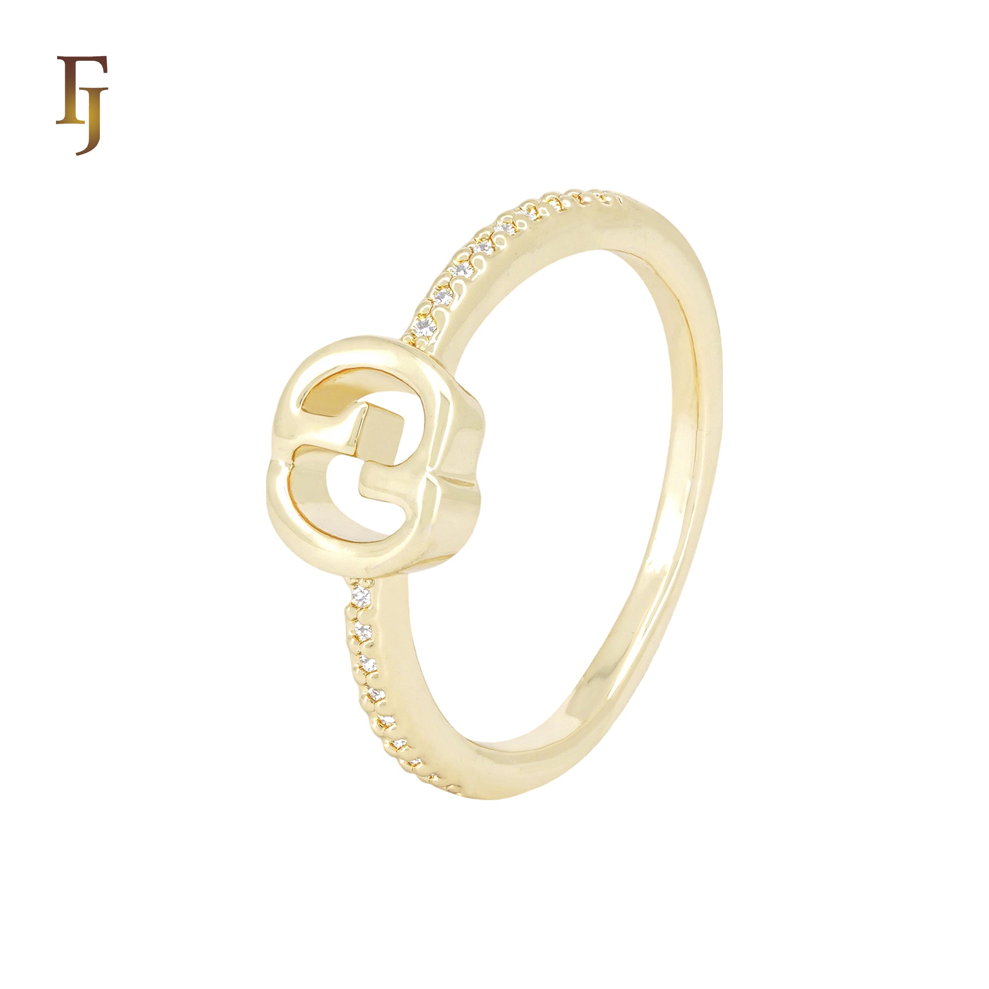 GC shaped white CZs 14K Gold Fashion Rings