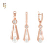 Necktie design solitaire white CZ Rose Gold two tone Jewelry Set with Pendant