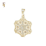 Hexagon Snowflake filigree 14K Gold Pendant