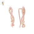 Double Heart spade shaped Rose Gold Crawler Earrings