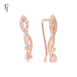 Double Heart spade shaped Rose Gold Crawler Earrings