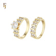 Solitaire white CZs 14K Gold Wedding Set Rings