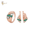 Lujoso conjunto de joyas de oro rosa con circonitas blancas y verdes