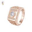 White CZs Signet Hollow Rose Gold Men's Rings