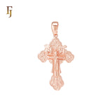 Russian Orthodox Angels Crucifix Rose Gold Cross Pendant Religious