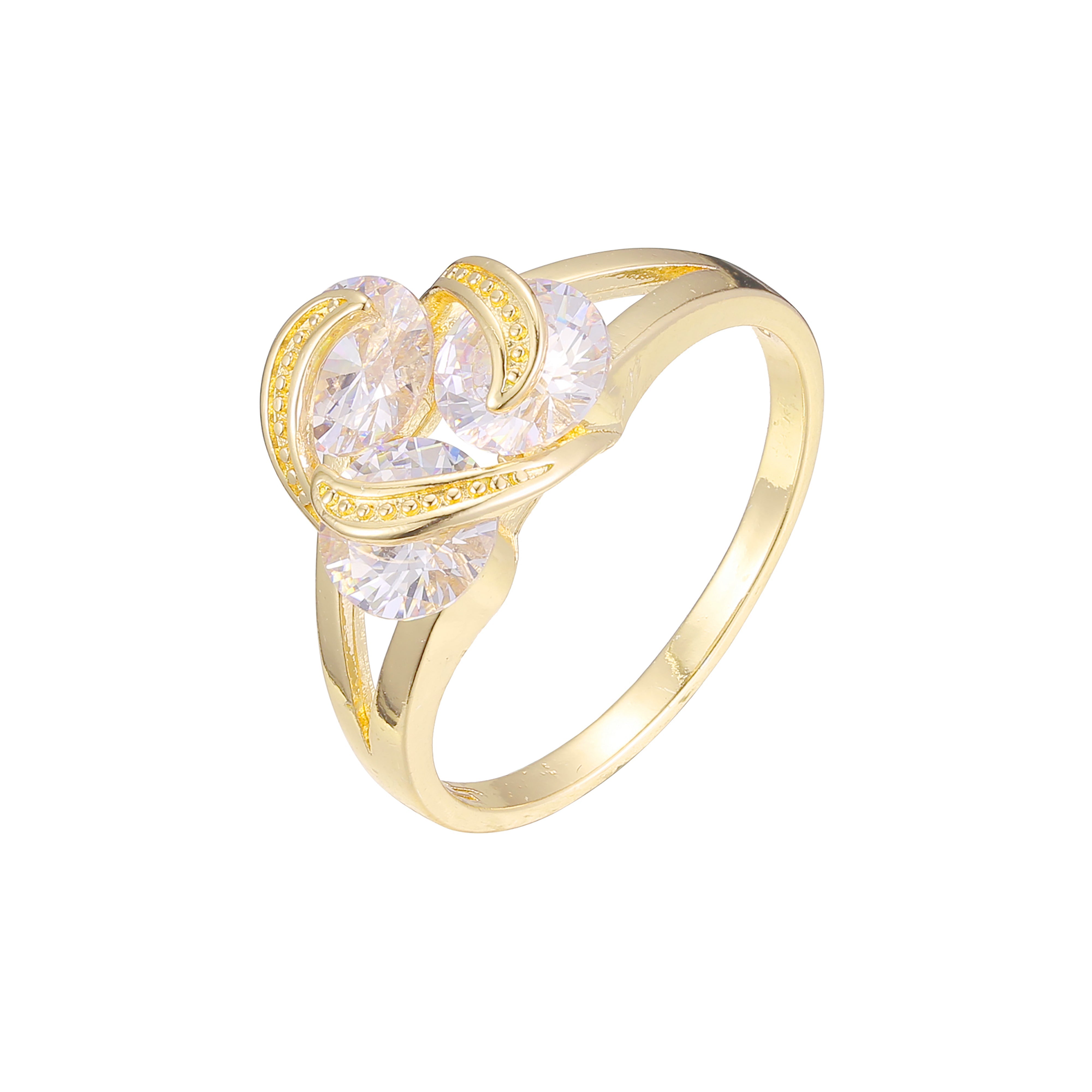 Anéis de pedras triplas cluster em ouro 18K, ouro branco, ouro 14K, cores de banho de ouro rosa