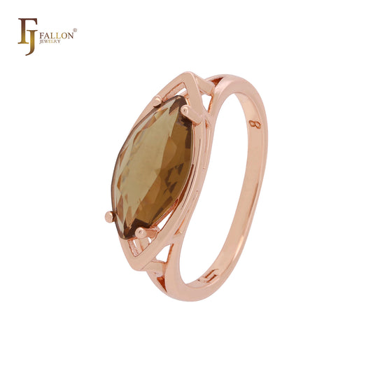 Серьги-клипсы Solitaire Coffe Marquise из розового золота с фианитами