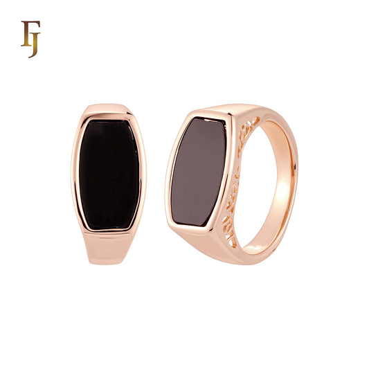 Oval Rounded Onyx Black Rose Gold Men's Rings