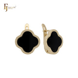 Серьги-клипсы Lucky Clover из 14-каратного золота, окрашенные в черный цвет