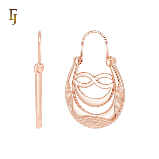 Ripple Hammered Rose Gold wire hook Brasket Earrings