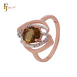 Овальный цветок тюльпана Coffe CZ Rose Gold двухцветные модные кольца