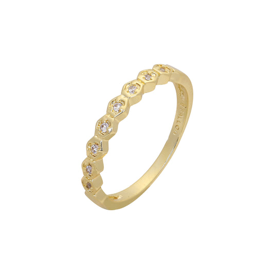 Anillos de boda de oro rosa y oro de 14 quilates con adoquines de miel