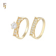 Cluster white CZs 14K Gold Wedding Set Rings