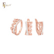 Conjunto de joyas de oro rosa con anillos y banda de circonitas blancas y mil hojas
