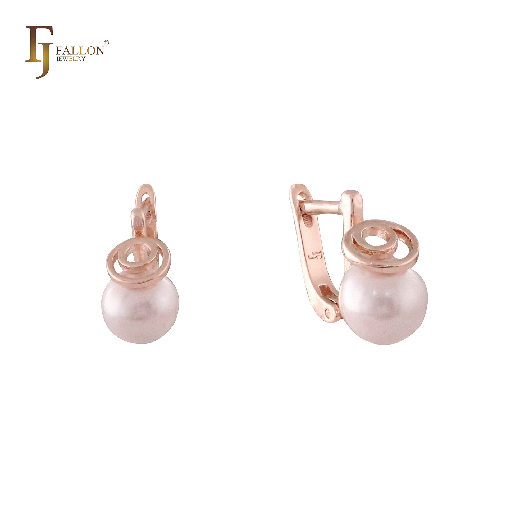 Pérola solitária com anel de anjo em ouro rosa, brincos em ouro 14K