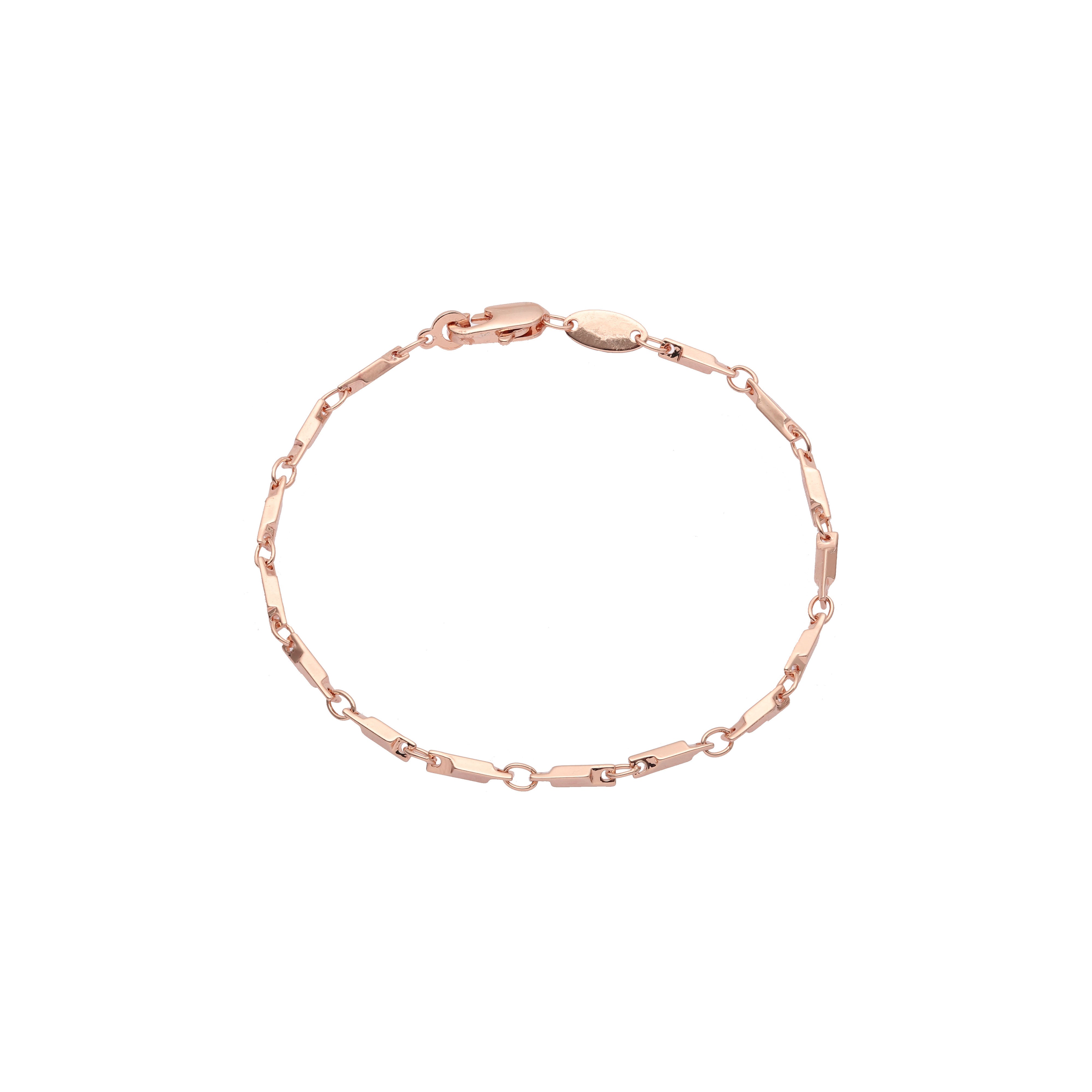 Cadenas de eslabones de cebada de cabeza cuadrada chapadas en Oro 14K, oro rosa