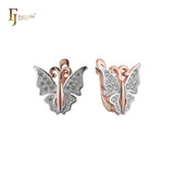 Brincos borboleta em ouro 14K, ouro rosa, duas cores de revestimento