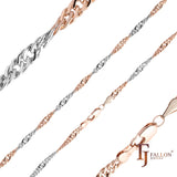 .Классические сингапурские однозвенные цепочки из золота 14 карат, двухцветные, из золота 18 карат