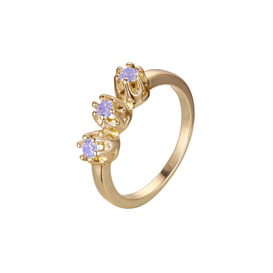 Tres coloridos anillos de Oro 14K, oro rosa, oro blanco y oro de 18 quilates.