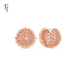 Spider Net Beaded Concave Rose Gold Huggie Earrings