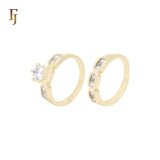 White Czs cluster 14K Gold Wedding Set