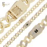 Pulseras de cadena de oro de 14 quilates con eslabones cubanos gruesos y compactos de cobre ultra mediano