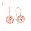 Lantern Beads Filigree Ball Rose Gold Wire Hook Earrings