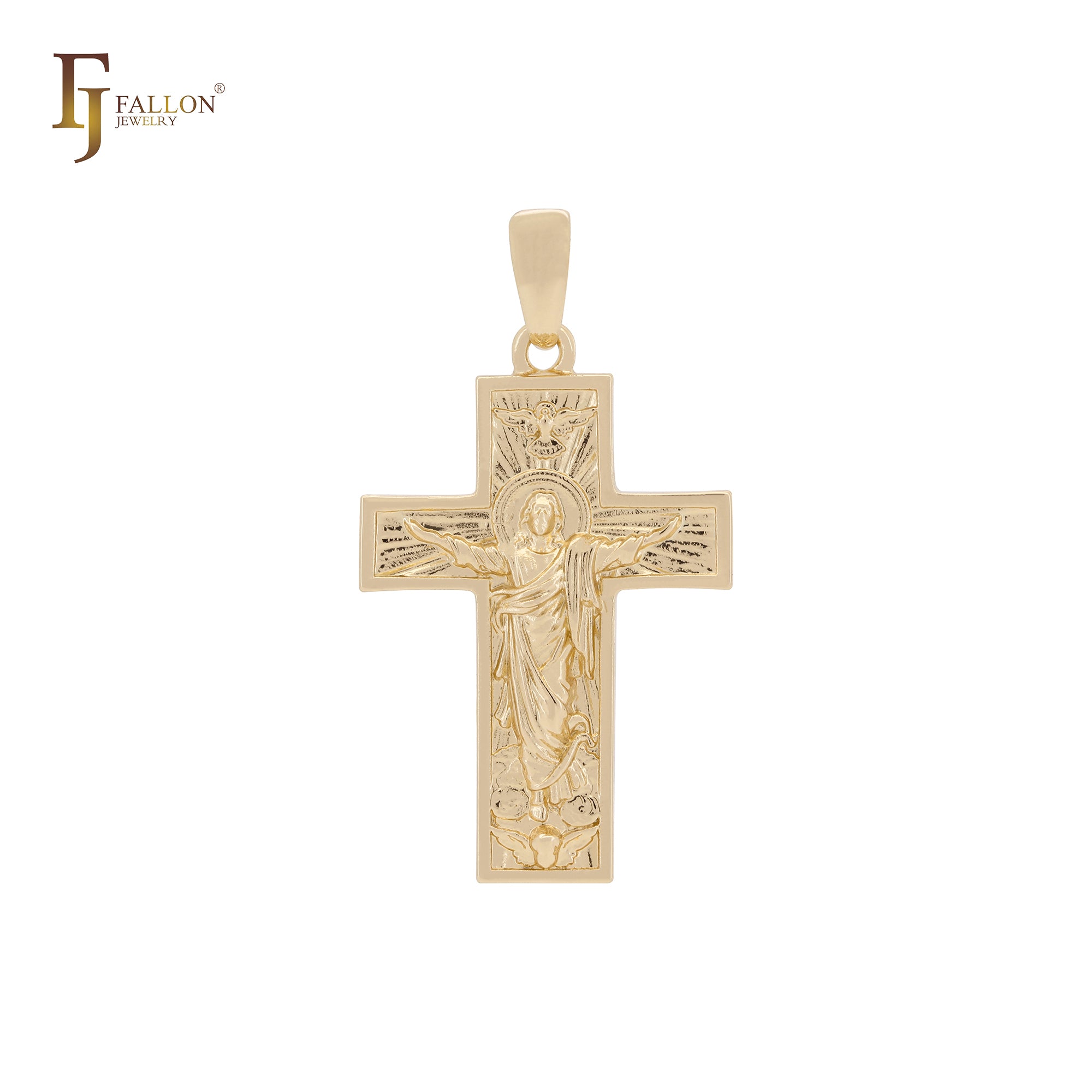 Jesus Heiliges Porträt Roségold, 14 Karat Gold Kreuz Anhänger