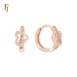 Heart of love crossing white CZs Rose Gold Huggie Earrings