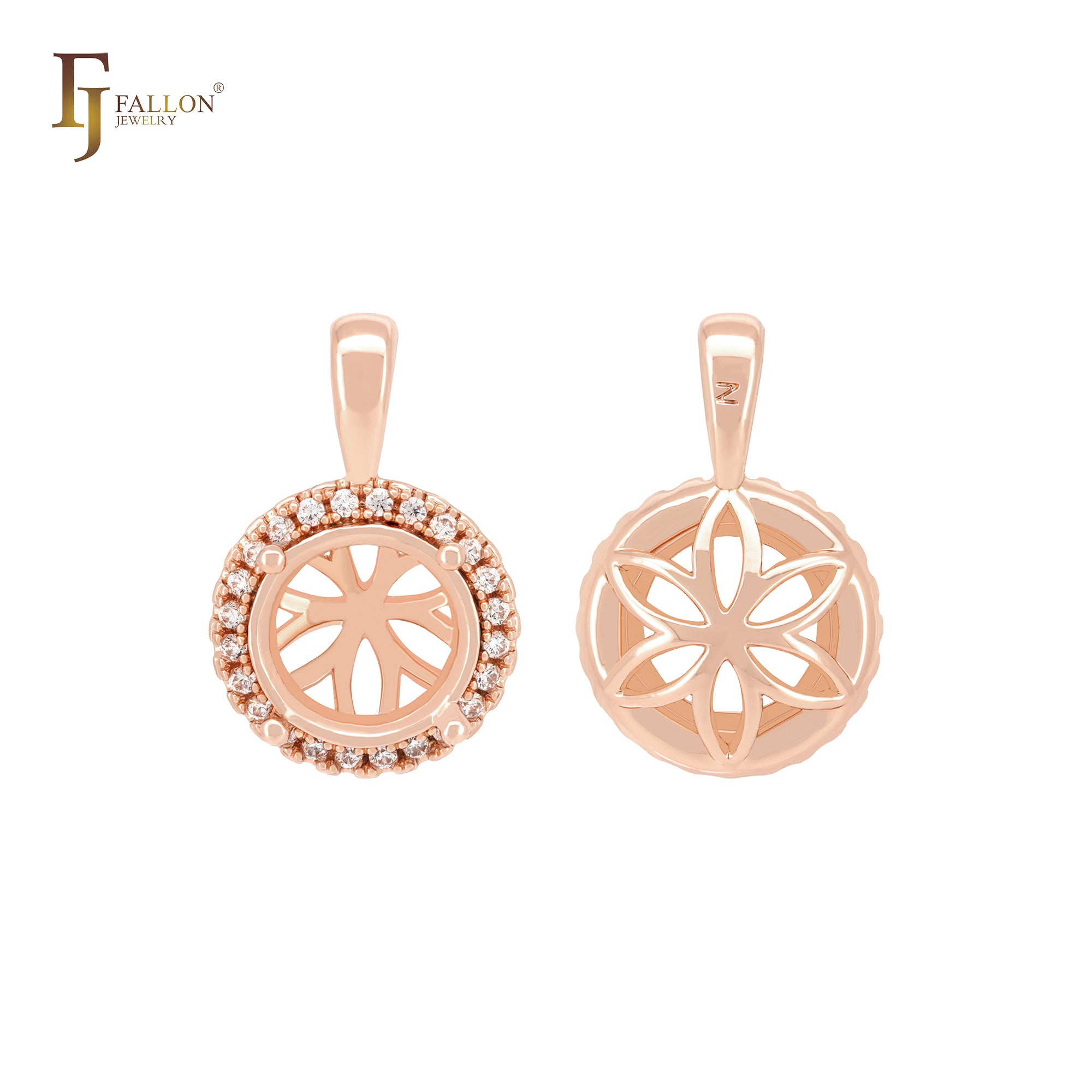 Подвеска Halo Round Shape из розового золота, без фианитов