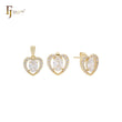 Joyería de oro de 14 quilates con circonitas blancas ovaladas en forma de corazón y colgante