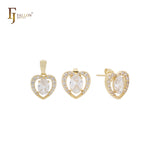 Joyería de oro de 14 quilates con circonitas blancas ovaladas en forma de corazón y colgante