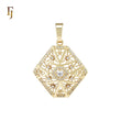 Oval Hexagon Snowflake filigree 14K Gold Pendant