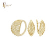Conjunto de joyas de oro de 14 quilates con forma de croissant hueco y anillos