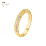 Cluster White CZs Ouro 14K, anéis empilháveis em ouro branco