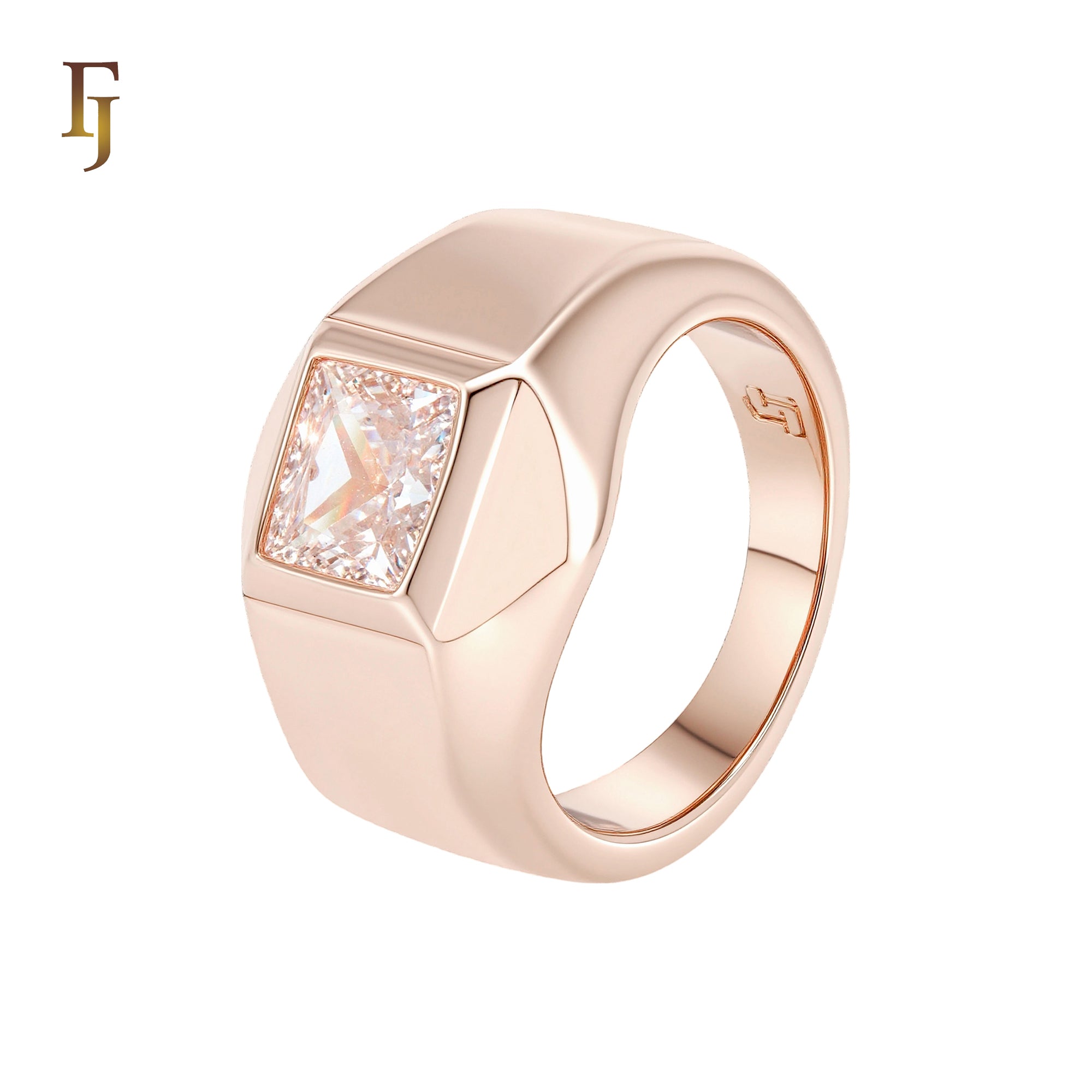 Solitaire white squared CZ Rose Gold Fashion Rings