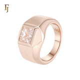 Solitaire white squared CZ Rose Gold Fashion Rings