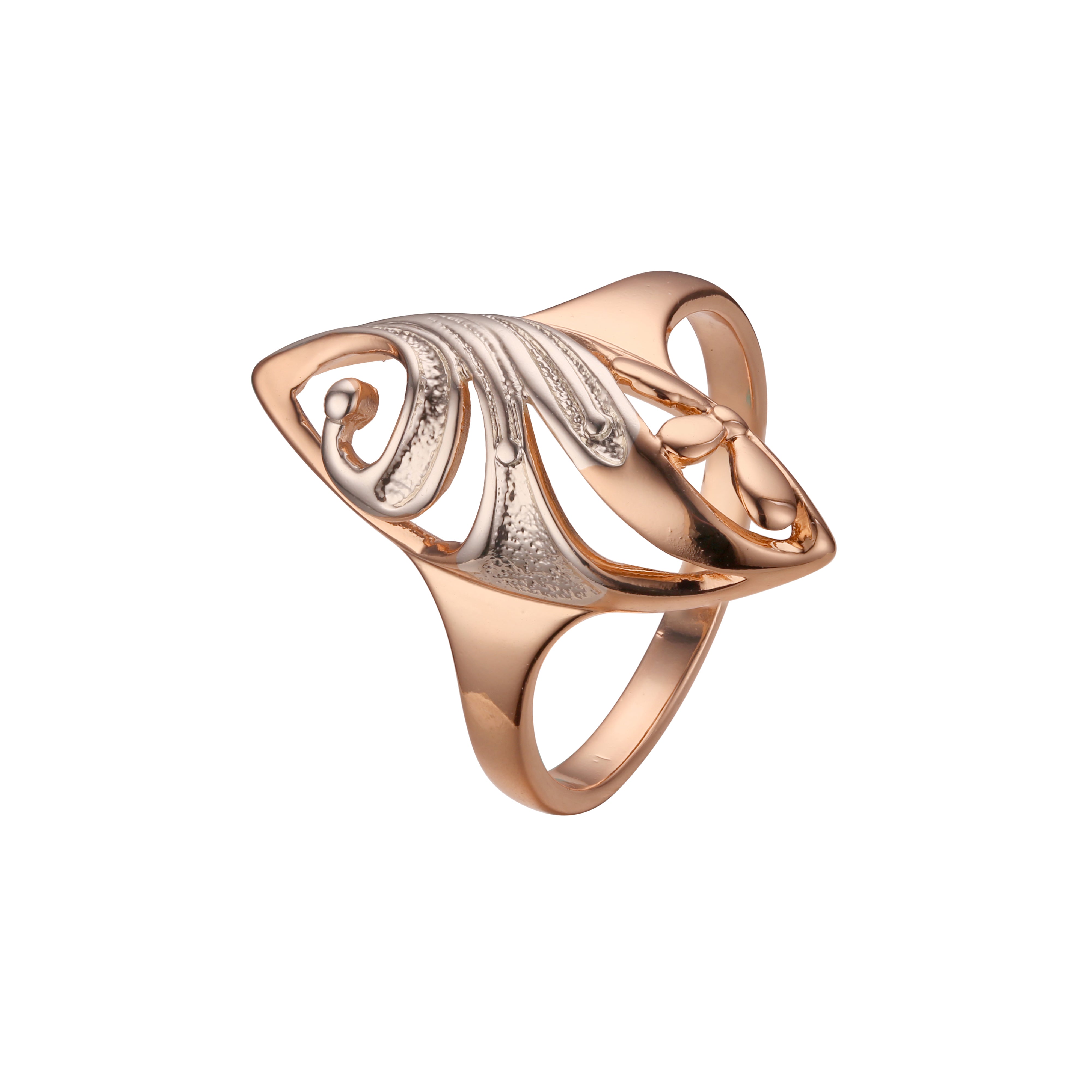 Anéis da moda Marquise em ouro rosa, ouro 14K, duas cores de revestimento