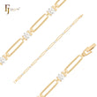Pulseras de oro de 14 quilates con circonitas blancas rectangulares oblongas