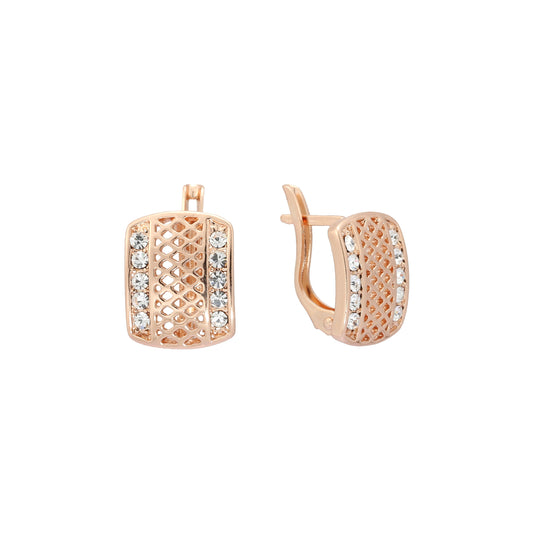 Pendientes de malla en oro de 14 quilates, oro rosa y dos tonos