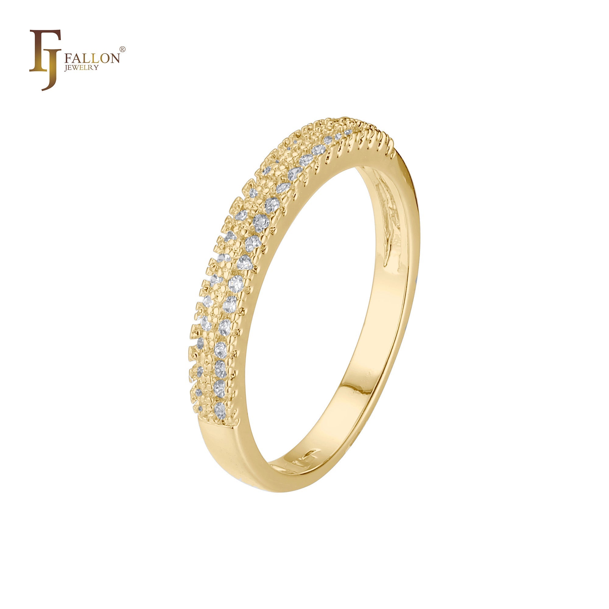 Cluster White CZs Ouro 14K, anéis empilháveis em ouro branco