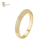 Cluster White CZs Ouro 14K, anéis empilháveis em ouro branco