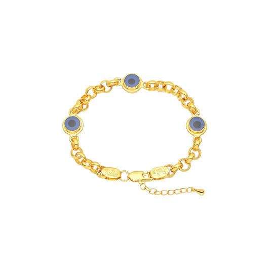 Evil Eyes ロロ チェーン リンク ブレスレット、14K ゴールド、18K ゴールドメッキ