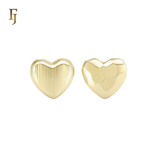 ALternative double textured 14K Gold, Rose Gold Stud Earrings