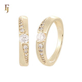 Solitaire paved white CZs 14K Gold Engagement Rings