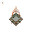 Green Princess-Cut Pendant with CZ Accent – 13.5×13.5mm Rose Gold Plated Solitaire Pendant by FJ Jewelry