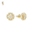 Clover white CZs 14K Gold Stud Earrings