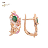Pendientes solitario pluma oro rosa