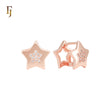 Double Star of white CZs Rose Gold Huggie Earrings